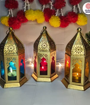 stained glass golden lanterns single