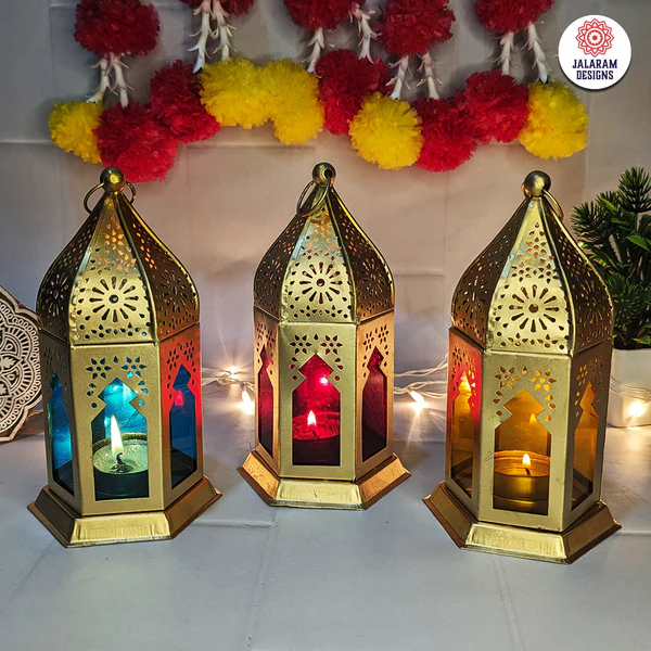 stained glass golden lanterns single