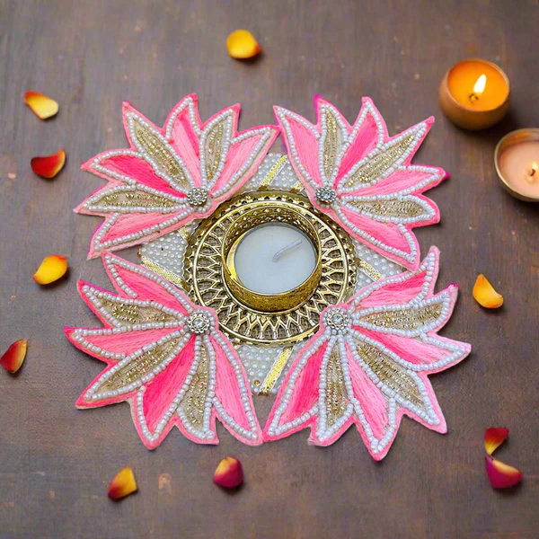 magenta lotus decorative rangoli set – elegant acrylic rangoli for diwali & home decor