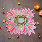 magenta lotus decorative rangoli set – elegant acrylic rangoli for diwali & home decor