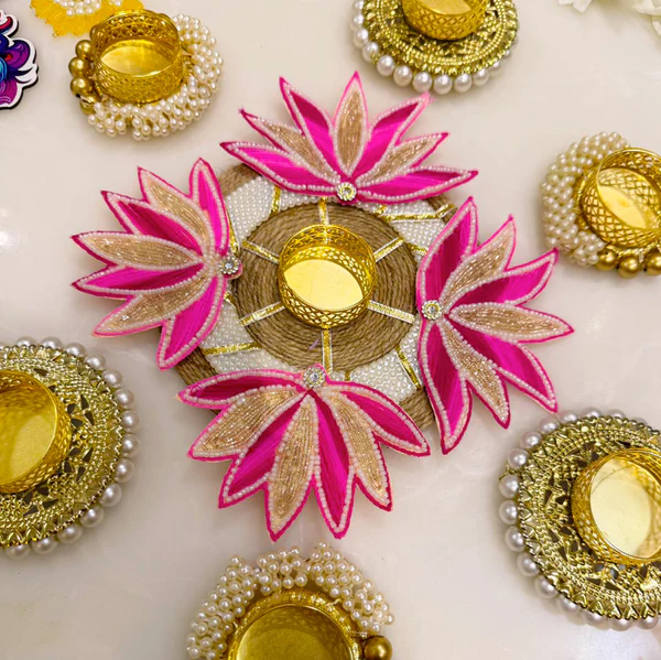 magenta lotus decorative rangoli set – elegant acrylic rangoli for diwali & home decor